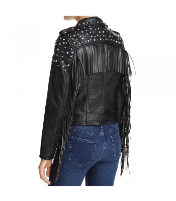 Women Punk Style Black Studded Biker Leather Jacket Gothic Brando Rock Punk Jacket